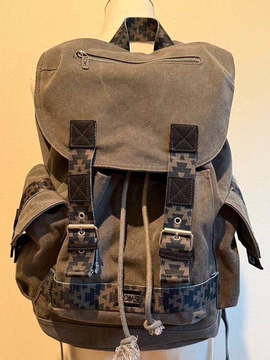 Toms Other - TOMS Olive Green Heavy Canvas Tactical Camo Buckle Backpack